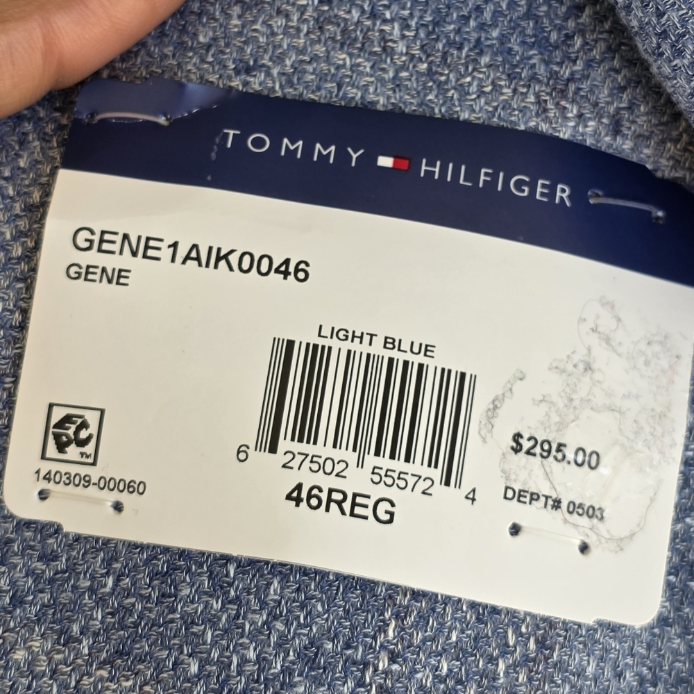 NWT Tommy Hilfiger Gene Men’s Blazer 46R Light Blue Plaid Sport Coat MSRP $295 - Picture 10 of 14